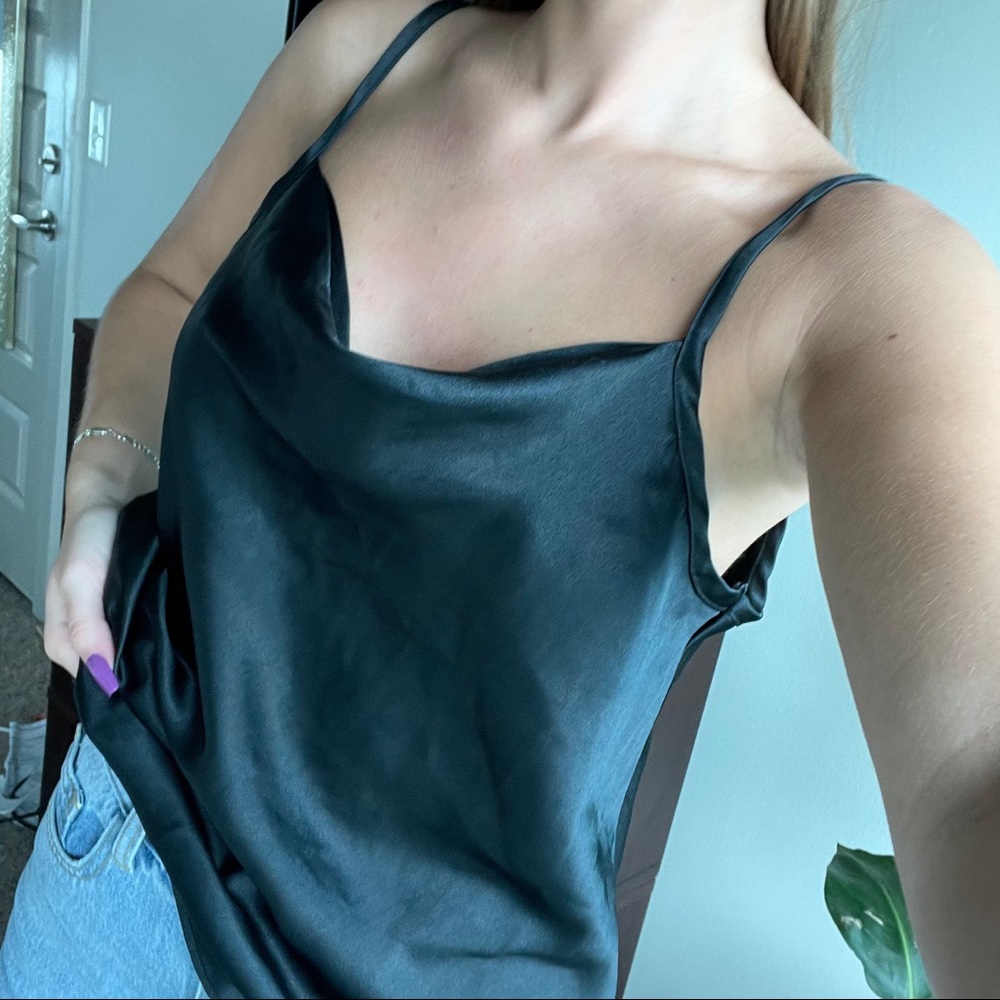satin cowl neck top
